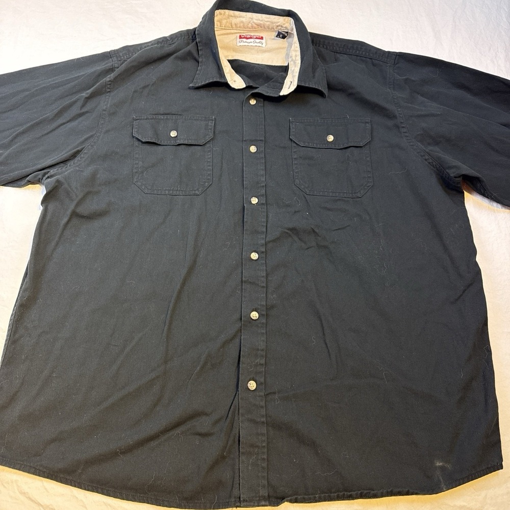 Wrangler Shirt Mens XL Black Premium Quality Button Front Western Workwear